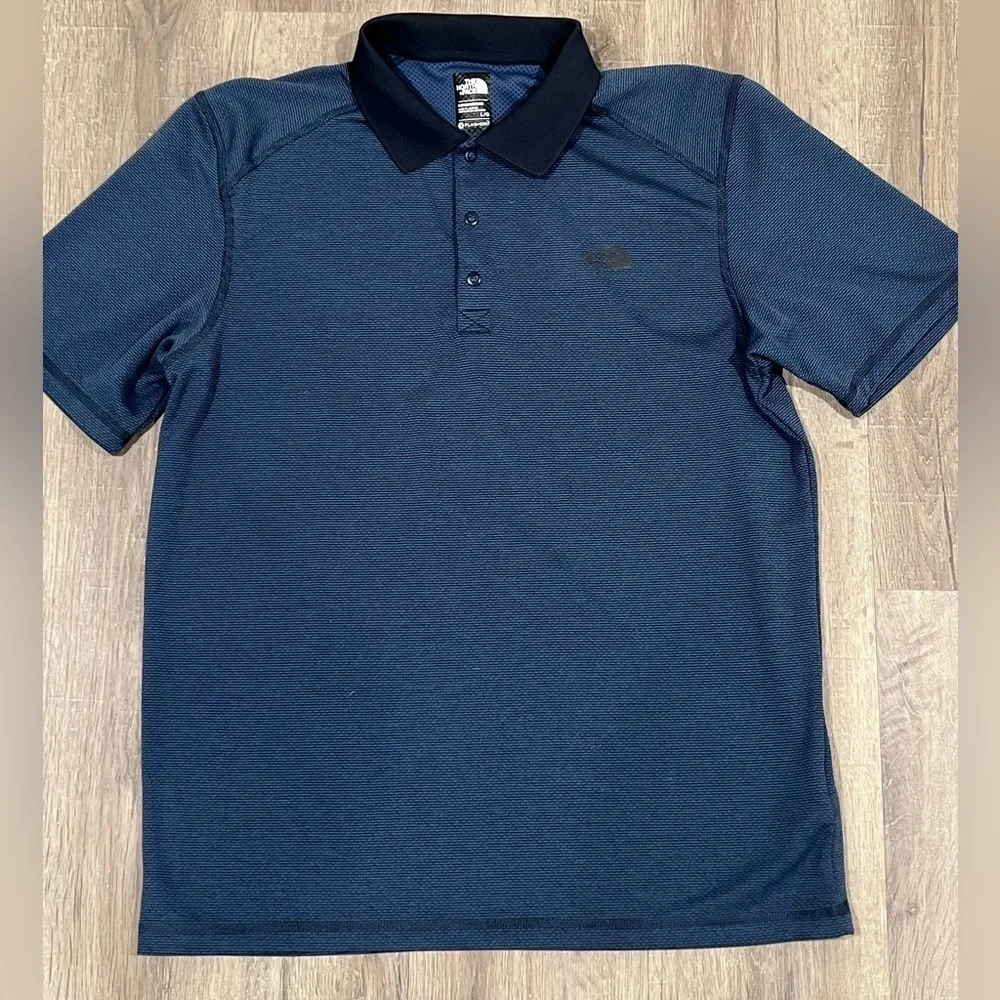 Men’s The North Face FLASHDRY Large Navy Knit Cotton Polo Performance Shirt